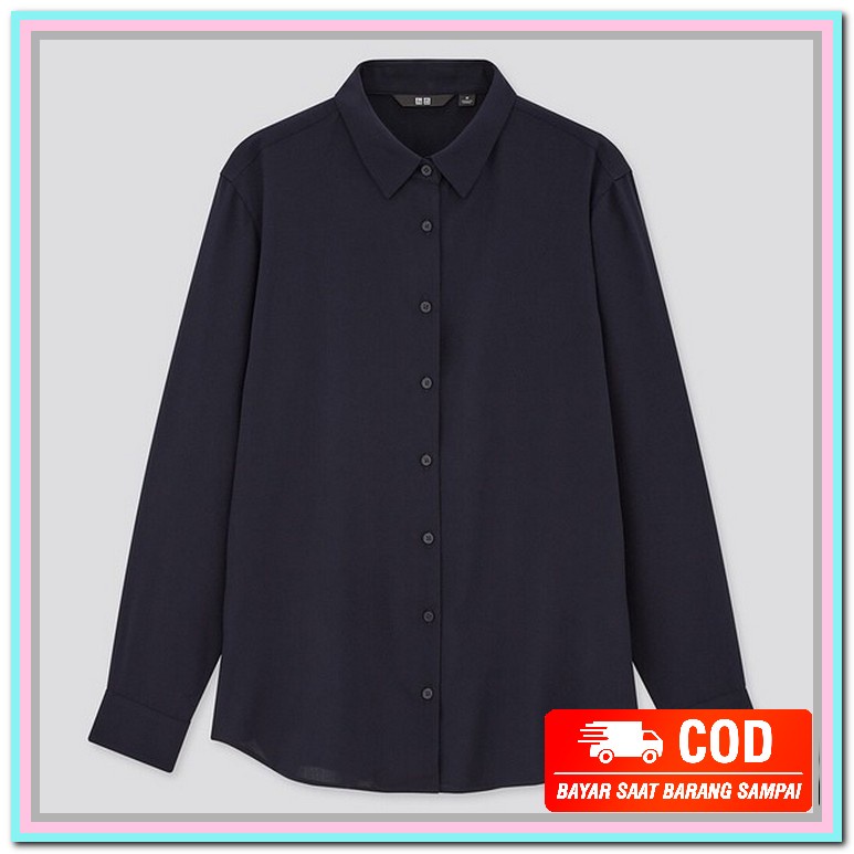 New Kemeja Wanita Casual Motif Salur Kecil Kmj Glarin  Qual DD877 Blouse Uniqlo Wanita Rayon