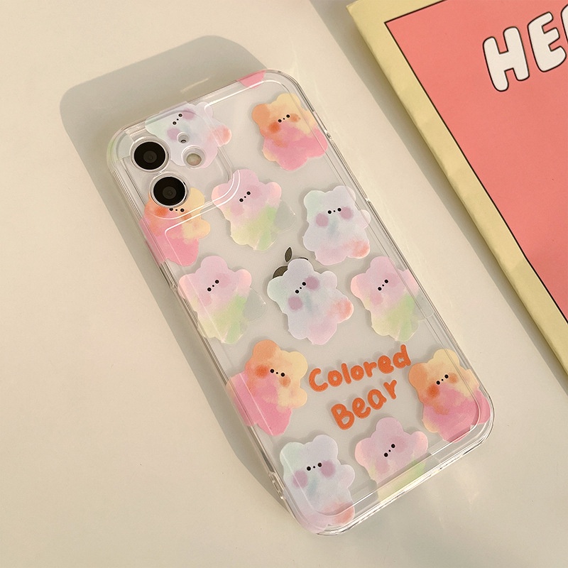 Soft Case TPU Transparan Motif Beruang Lucu Untuk Iphone 7 8 PLUS X XR XS 11 12 13 MINI PRO MAX SE 2020