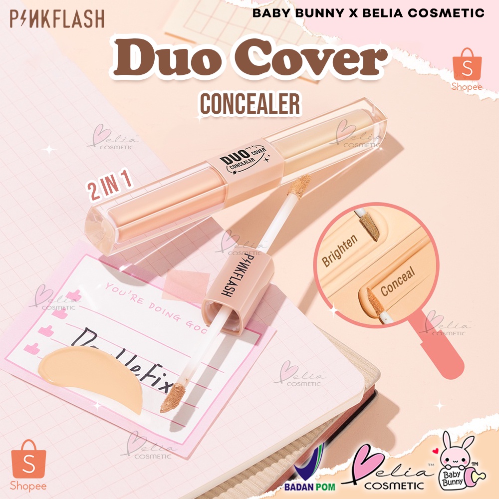 ❤ BELIA ❤ PINKFLASH Duo Cover Concealer PF-F18 | 2 in 1 Concealer | Dual Shade | Coverage | Pink Flash | BPOM