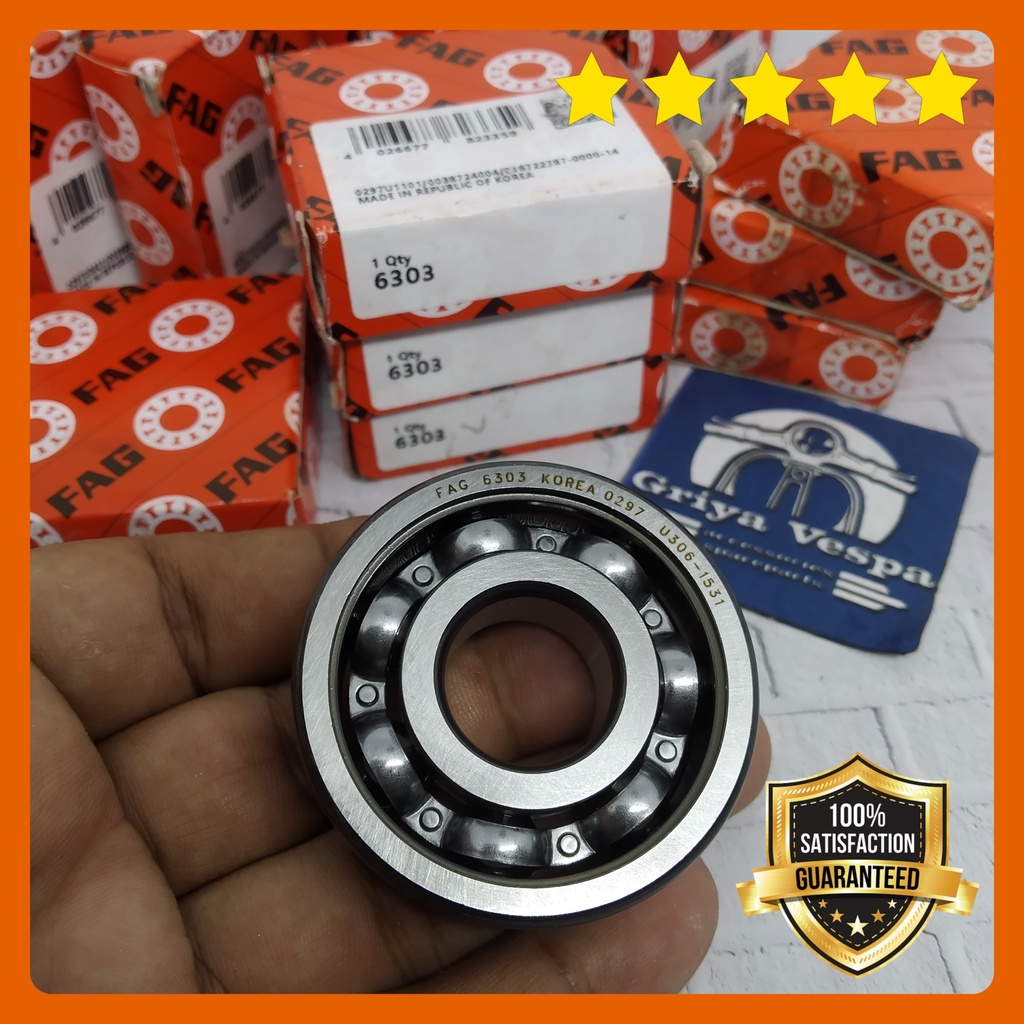 Laher Laker Bearing FAG 6303 Vespa Kruk As Kopling Kiri Darling PTS