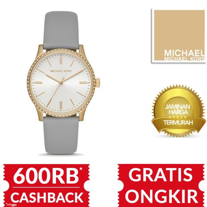 Jam Tangan Wanita Michael Kors Bailey Grey Leather Strap MK2903 barang ada