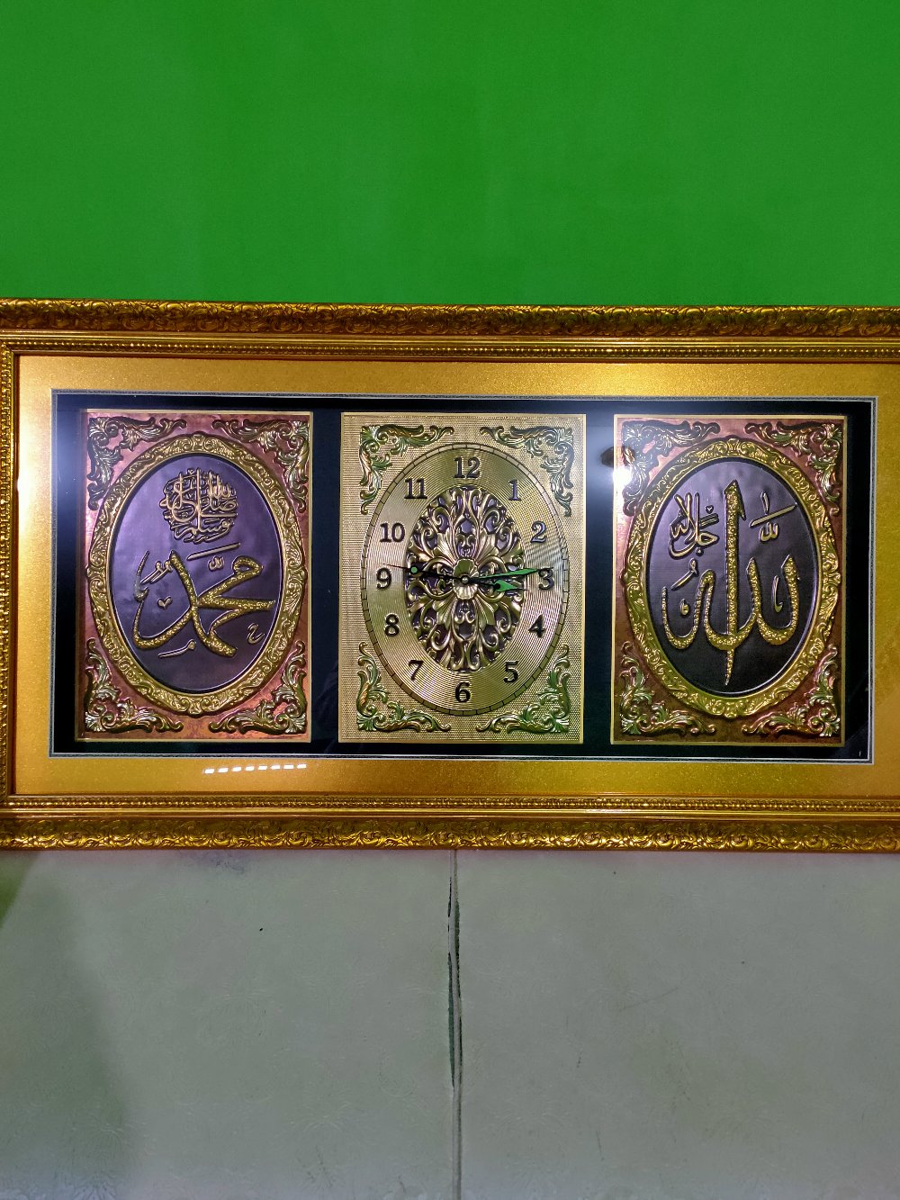 Kaligrafi Jam Hiasan Pajangan Dekorasi Kaligrafi Allah Muhammad Ayat Kursi  Ukir Ruang Tamu Murah