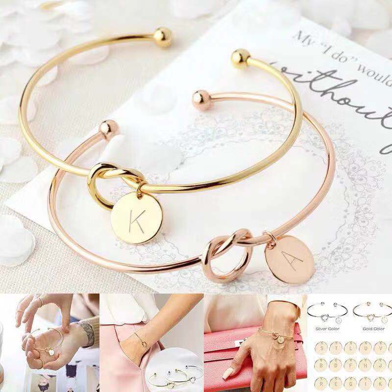 Gelang Bangle Motif 26 Huruf Alfabet untuk Wanita Fashion Import murah Gelang Bangle