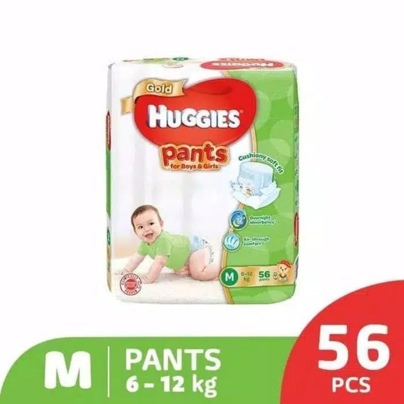 Huggies Gold Pants M56 / Popok Celana Bayi M 56