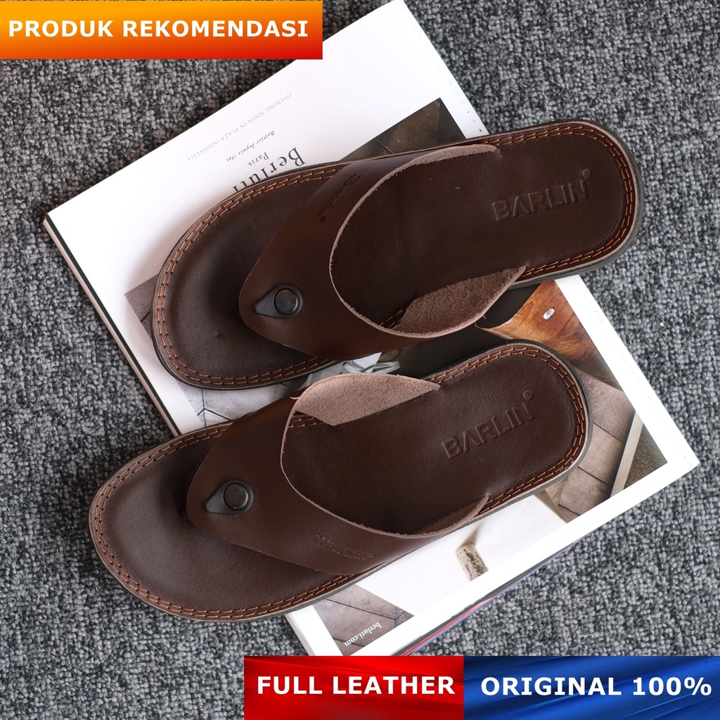 Sandal Kulit Pria Japit - Sendal Jepit Full Kulit Kekinian Original