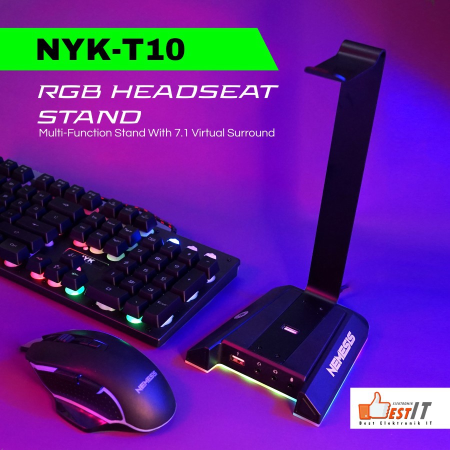 Headset Gaming Stand RGB &amp; 7.1 Sound Card - STAND HEADSET