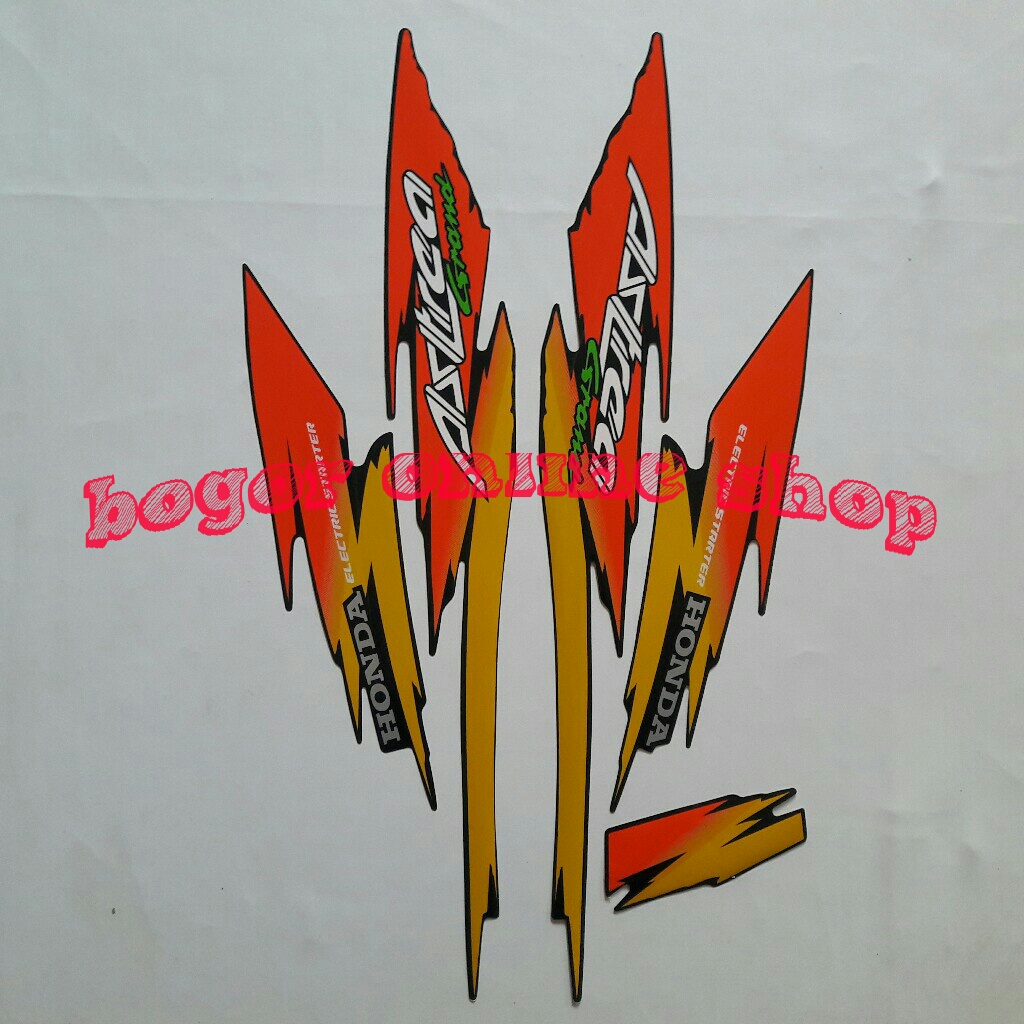 Stiker Striping lis motor honda Astrea grand 1994 orange