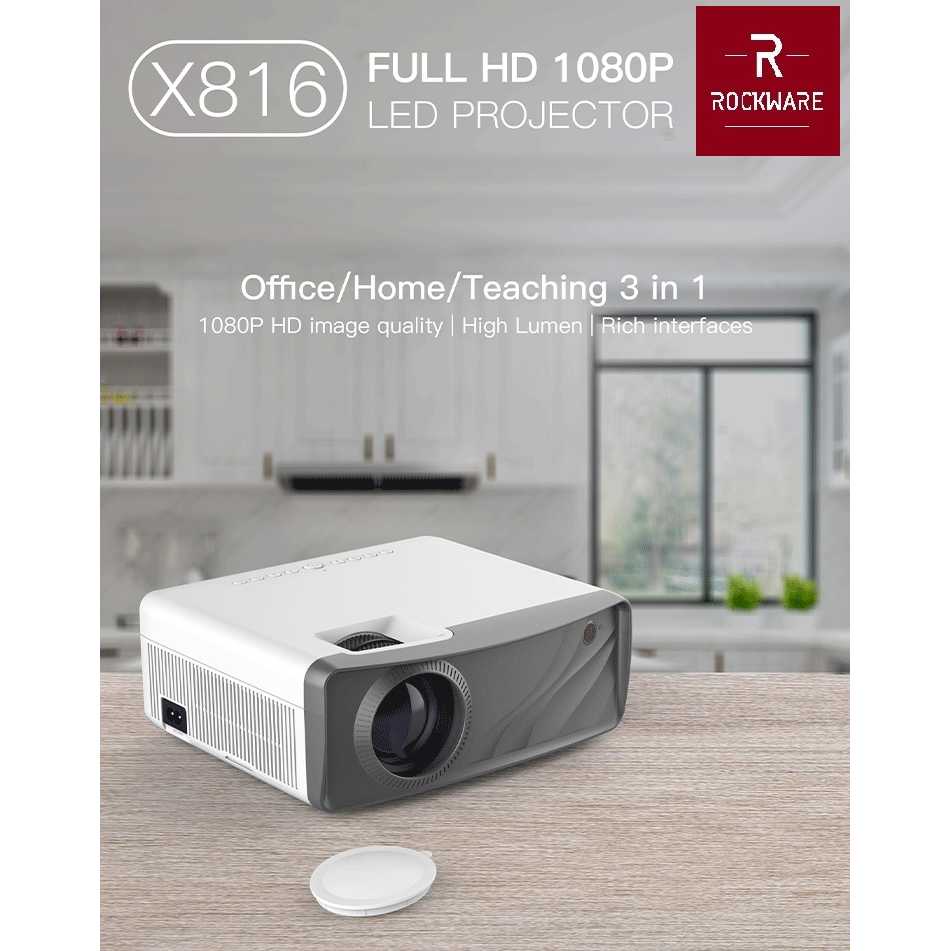 ROCKWARE X816W 1080p Android Projector 230 ANSI Lumens Alt C9 Android