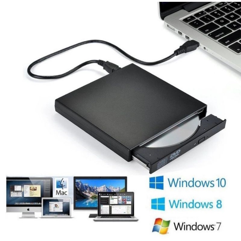 Drive Optik Eksternal USB 2.0 Slim, Kombo DVD, Pemutar ROM, Pembakar CD-RW mtech Dvd rw external