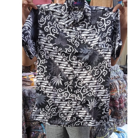 Kemeja Batik Pria Lengan Panjang Dan Lengan Pendek Motif Kenanga Siilver