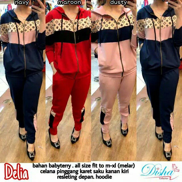 TWIN CLOTHING SETELAN HOODIE WANITA LENGAN PANJANG DAN BAWAHAN CELANA LIA