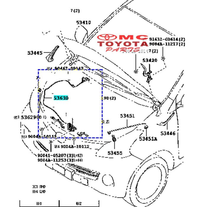 Kabel Kunci Kap Cup Mesin Avanza Xenia All New 53630-BZ160