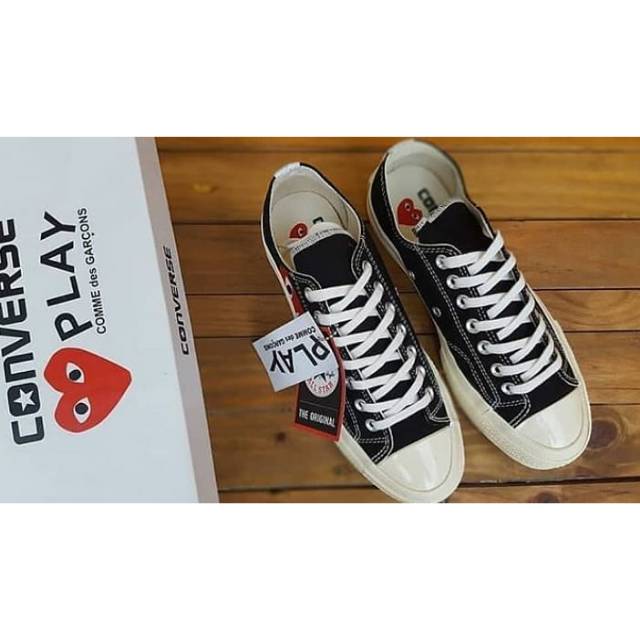 Sepatu Converse Import Vietnam Premium BNIB Play Black White Hitam Putih Sneakers Casual Pria Wanita