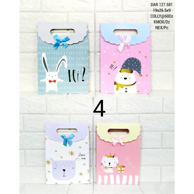 Paper Bag 19cm|Tas Kertas|Tas Kado|Kantong Kertas Motif Karakter