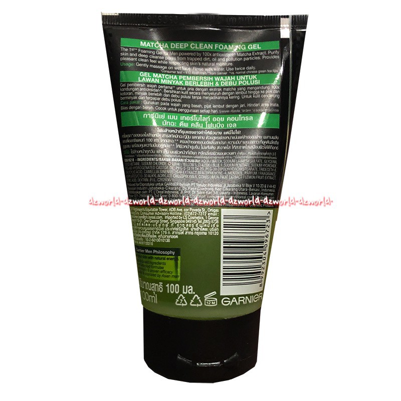 Garnier Men 100ml Turbo Light Matcha Oil Control Macha Sabun Cuci Muka Pria Cowok