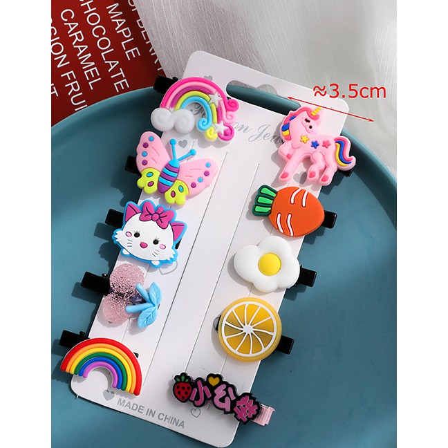 LRC Jepit Rambut Fashion Color Alloy Soft Pottery Poached Egg Rainbow Butterfly Duckbill Clip K8585
