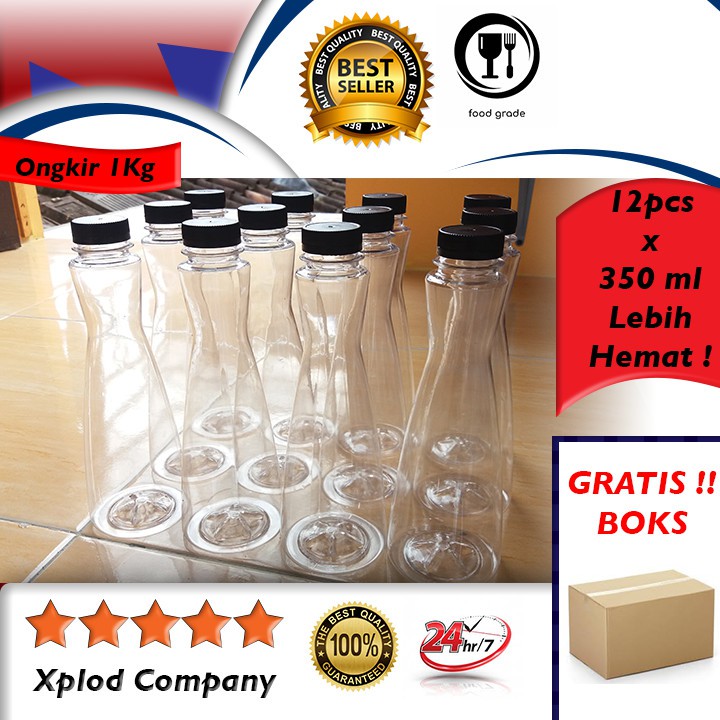 12 pcs Grosir Botol Kemasan Minuman Unik Model Fleksi Botol Plastik Fleksi Unik 350 ml Botol Unik