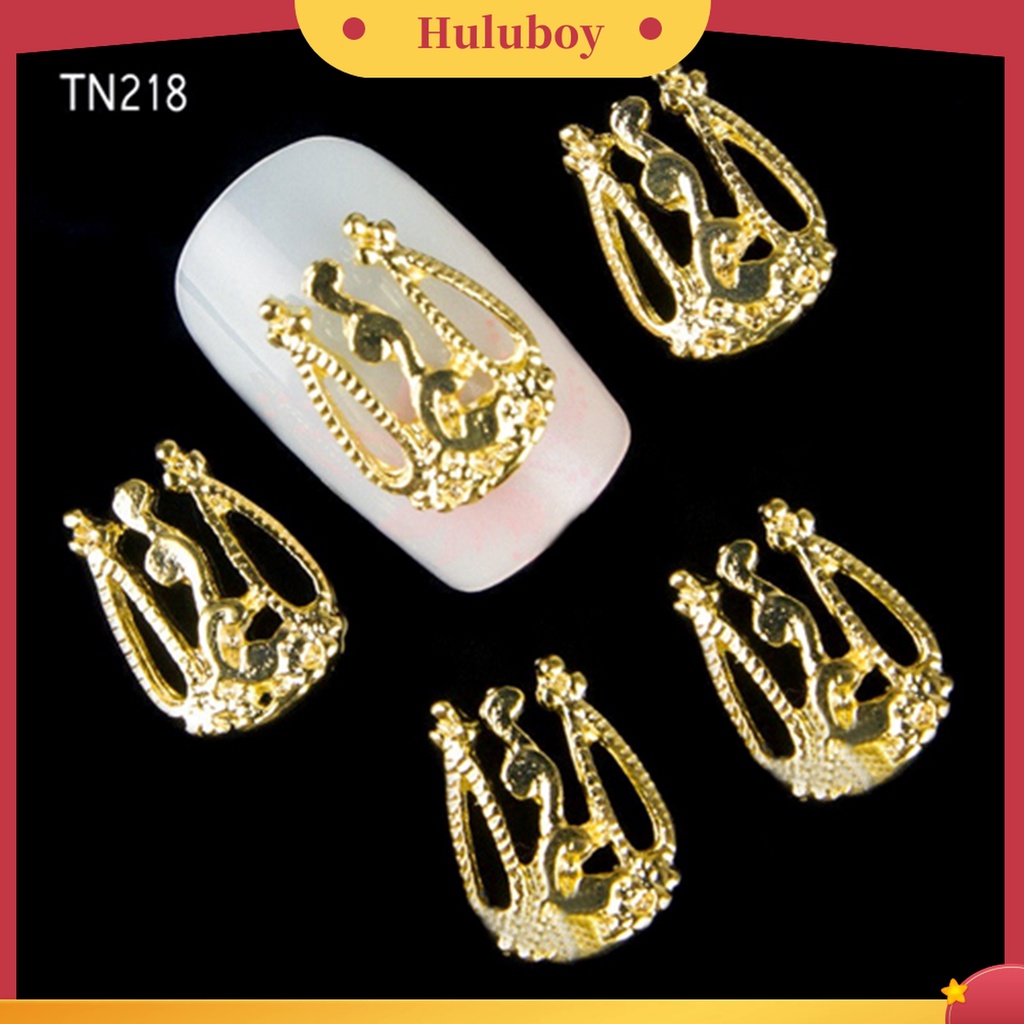 Huluboy Huluboy♡ 10pcs Stiker Kuku Hollow Out Bahan Alloy Untuk Nail Art DIY