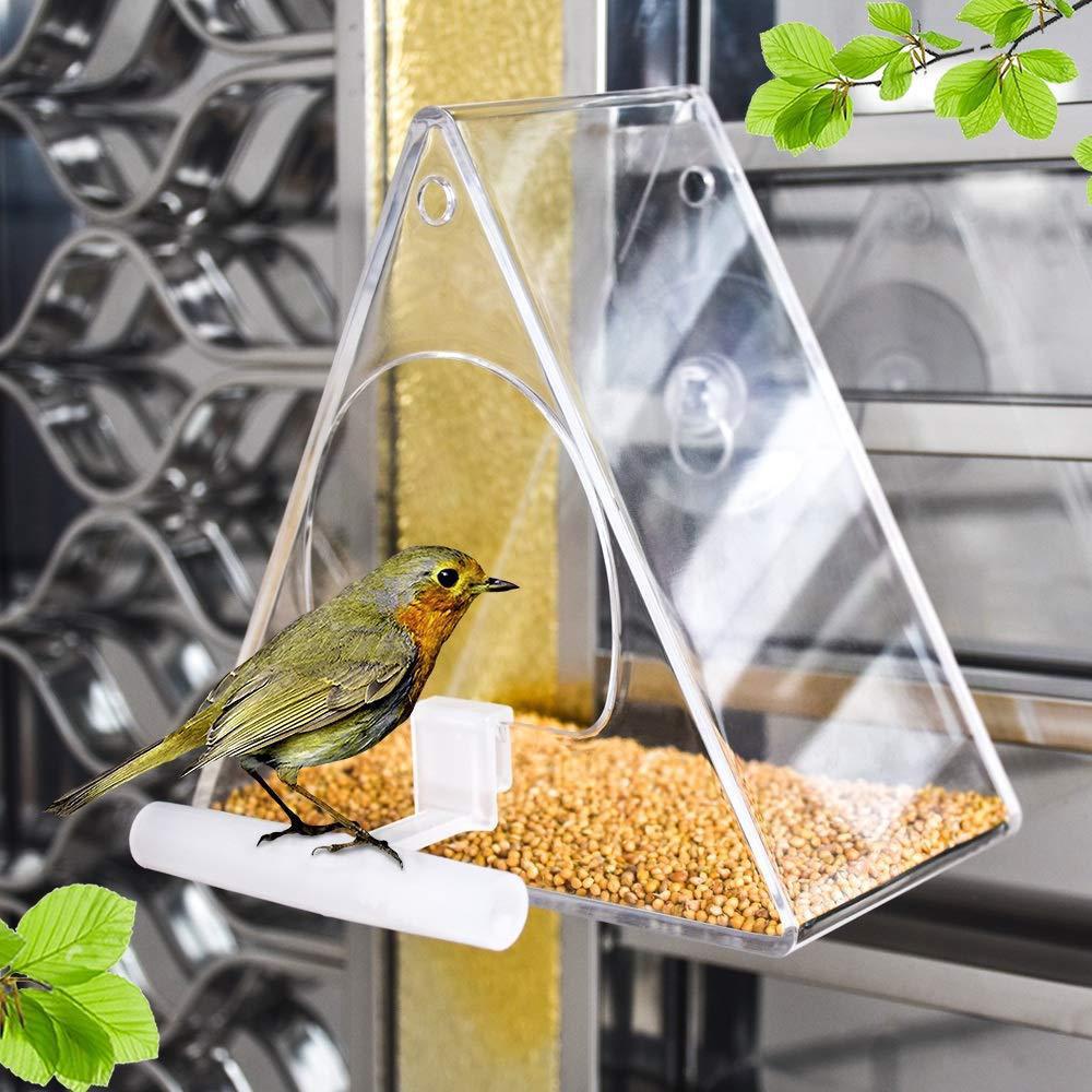 Solighter Bird Feeder House Type Adsorpsi Perspex Burung Bening Perlengkapan