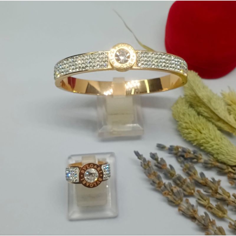 set gelang dan cincin titanium
