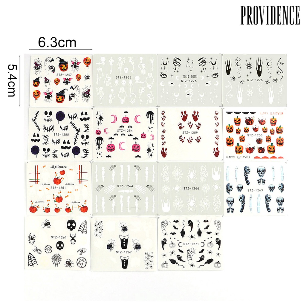 24 Pcs Stiker Kuku Motif Halloween Efek Indah Tahan Lama Removable Untuk Nail Art