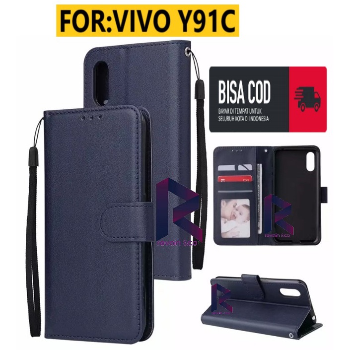 CASING VIVO Y91C FLIP WALLET LEATHER KULIT PREMIUM SARUNG BUKA TUTUP FLIP CASE VIVO Y91C