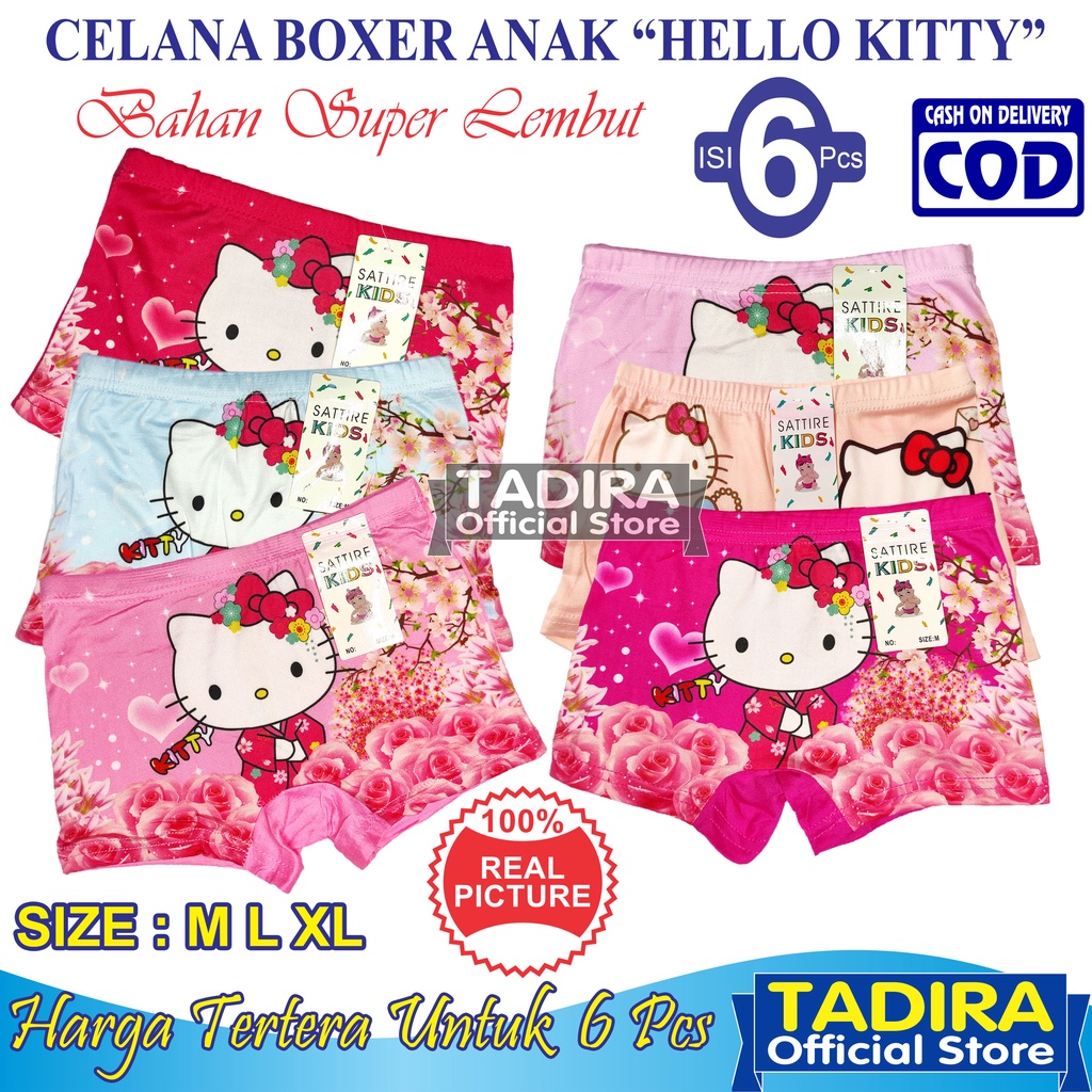 6 Pcs Celana Boxer Anak Perempuan Gambar Kartun Celana Dalam Boxer Karakter Bahan Super Lembut TADIRA