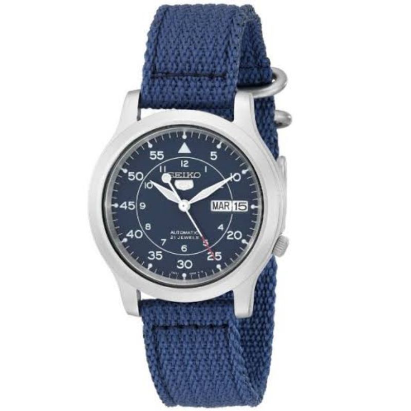 Seiko 5 SNK807K2 Automatic 21 Jewels Blue Military Nylon Strap