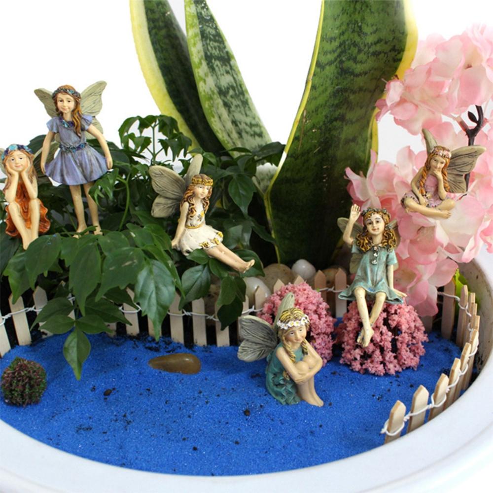 Patung Agustina Fairies 6Pcs/set Bunga Peri Dekorasi Rumah Hiasan Plug In Dollhouse Fairy Garden Aksesoris