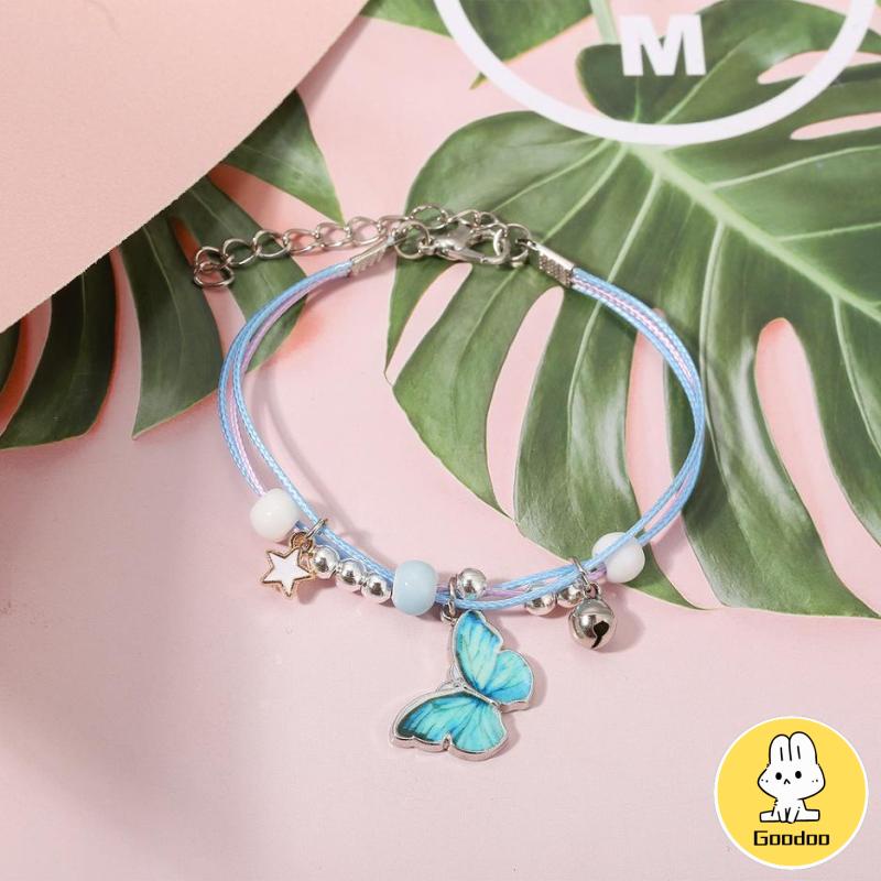 Lucu Fashion Pacar Gelang Biru Kupu-kupu Liontin Tali Tangan Persahabatan Komitmen Mahasiswa Ornamen -Doo