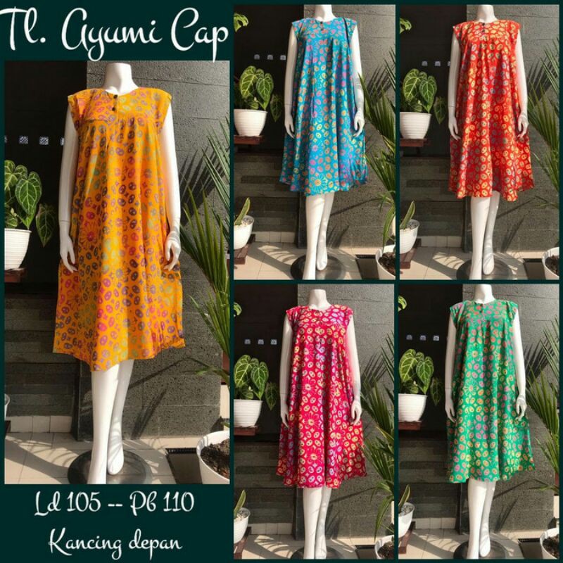 TL Ayumi Cap Homewear Homey Daster Tanpa Lengan Motif Batik Soloan Kawung Baju Tidur