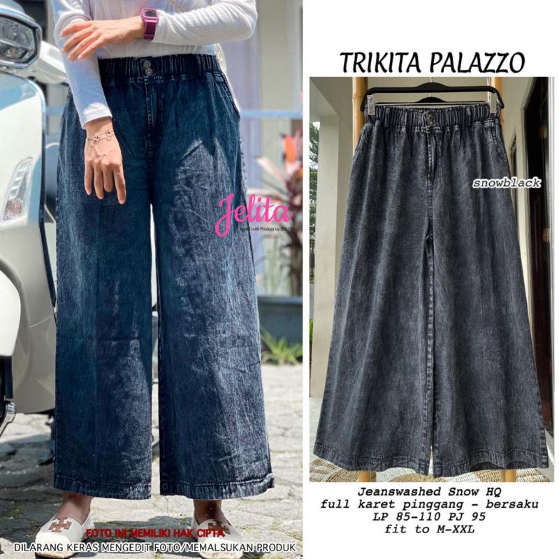 TRIKITA PALAZZO BY JELITA (CELANA KULOT JEANS) Celana jeans muslimah modern rekomended