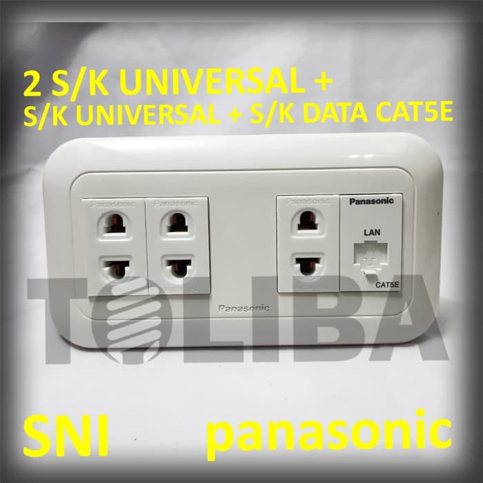 stopkontak data cat5e + 3 stop kontak s/k universal panasonic sni