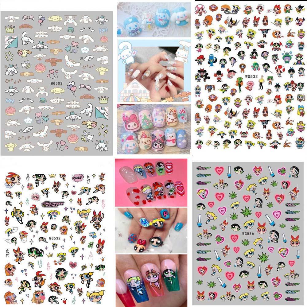 Quinton Stiker Kuku Motif Kartun Polisi Terbang / Langit / Hati Untuk Dekorasi Nail Art DIY