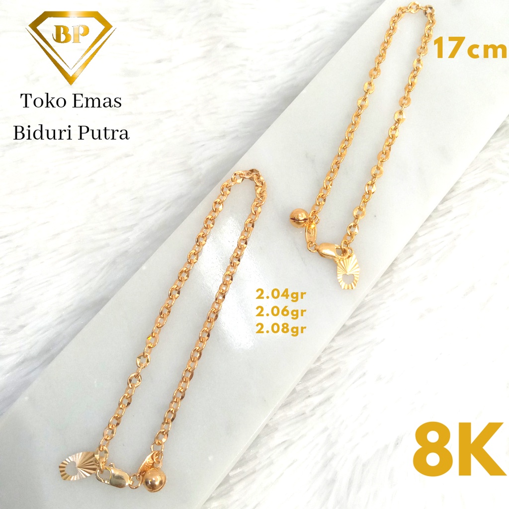 Gelang Fancy Rantai Perhiasan Emas Asli Kadar 8K/375 toko emas biduri putra