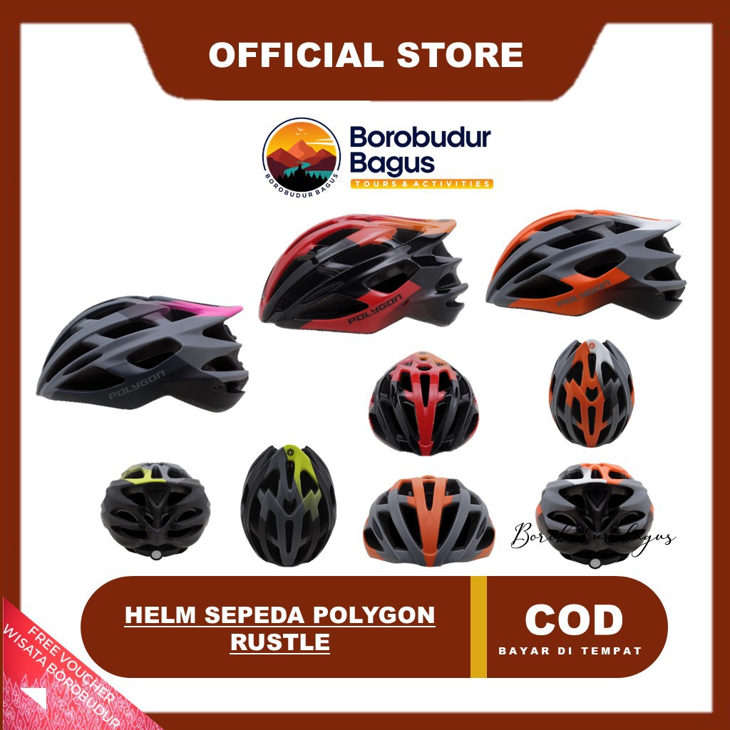 HELM SEPEDA POLYGON RUSTLE PINK X CAIRBULL ORANGE