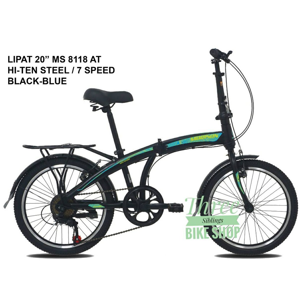 SEPEDA LIPAT MORISON MS 8118 AT 7 SPEED 20 INCH WARNA HIJAU BIRU