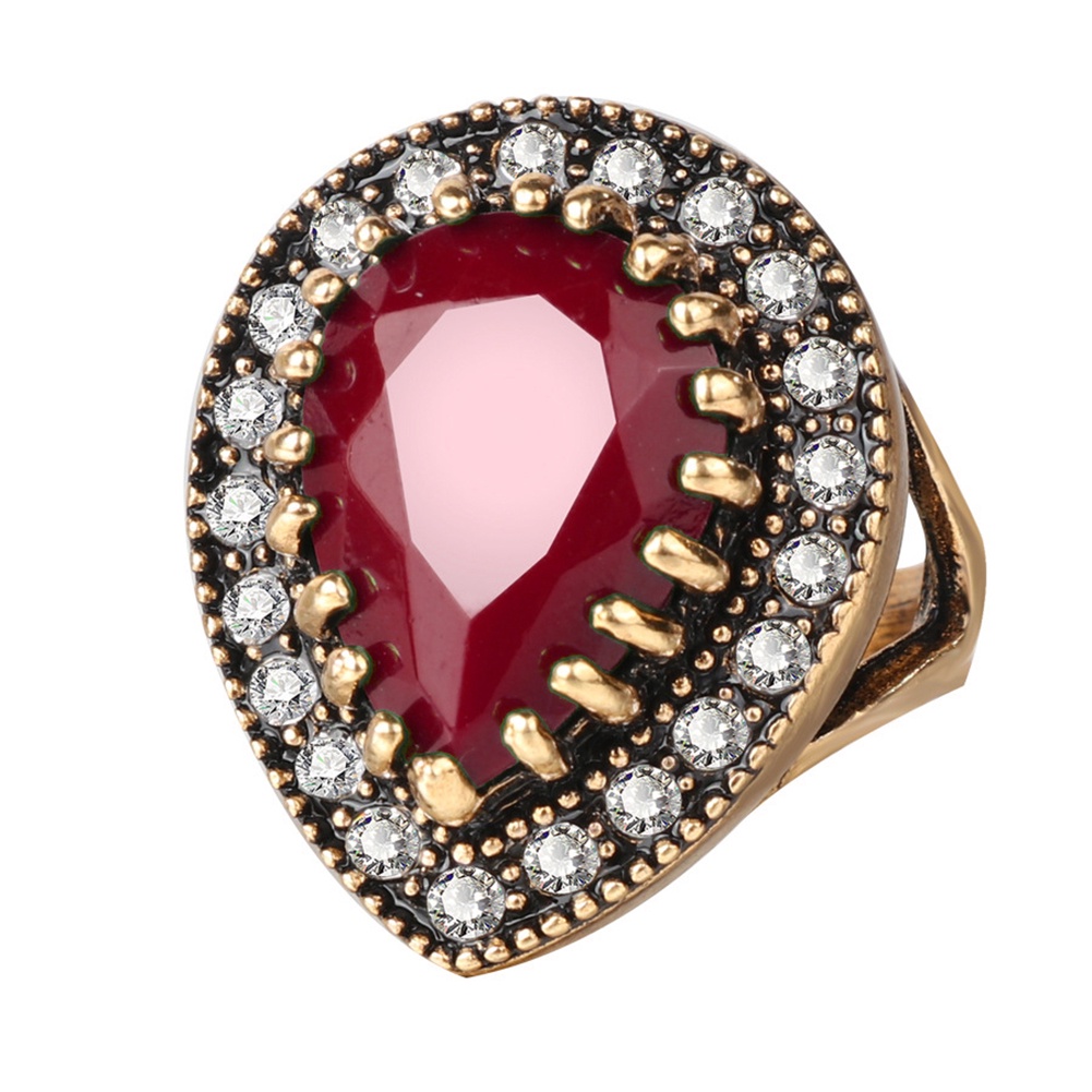 Hu Hu Hu Hu Hu Alat Bantu Pasang Kacamata♡ Cincin Antik Bentuk Tetesan Air Aksen Berlian Imitasi Bahan Resin Untuk Hadiah Wanita