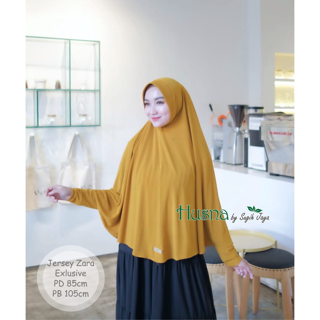 Husna Jilbab Bergo Jumbo Tangan Reborn Jersey Zara Exlusive