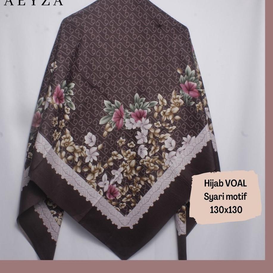 Berkualitas jilbab segi empat jumbo motif ukuran 130x130 umamascarf bahan voal kerudung hijab syari 