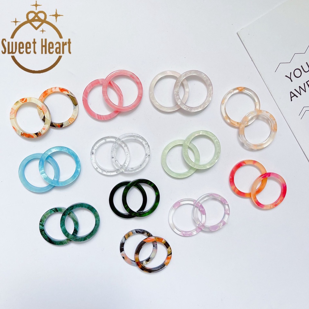 Cincin Bahan Akrilik Resin Warna Transparan Gaya Korea Untuk Perempuan