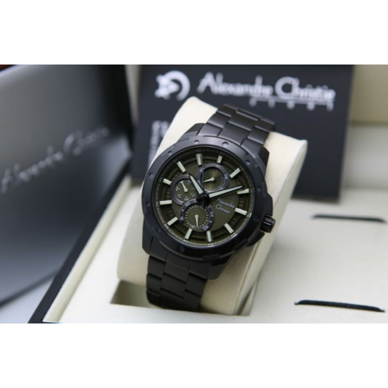 [BEST SELLER✔]JAM TANGAN PRIA ALEXANDRE CHRISTIE AC6538 / AC 6538 BLACK GREEN ORIGINAL