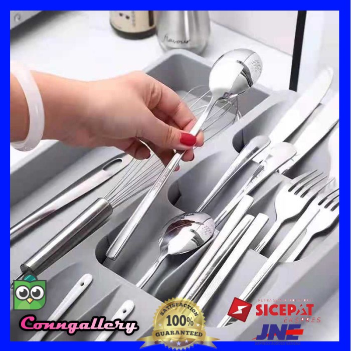 Unik Rak Organizer Dapur Tempat Sendok Garpu Tableware - Gray Limited