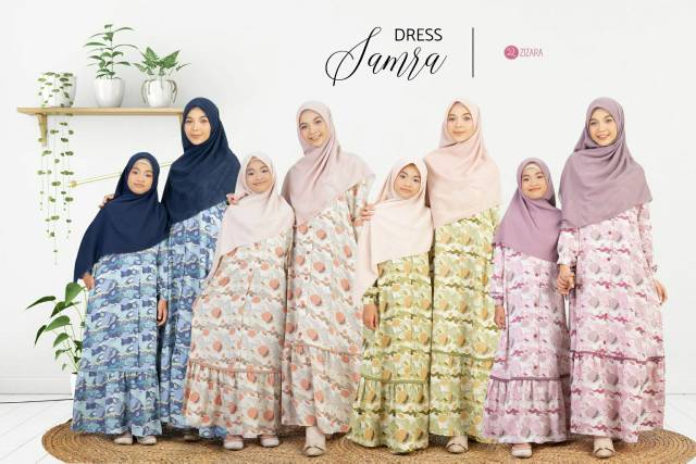 Gamis Couple Ibu Anak Perempuan Bahan Crepe Samra Dress Zizara Motif Abstrak