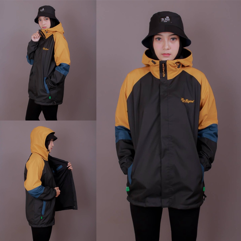Jaket Parasut 3D Pria Wanita Waterproof Windbreaker Original Distro The Bojiel-Kuning-Petro-Hitam