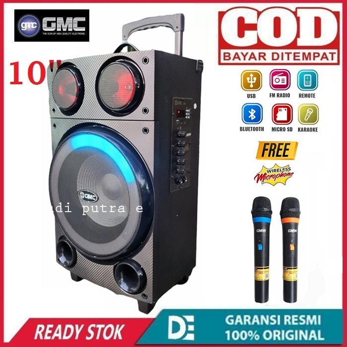 Speaker Karaoke Gmc 897L Speaker terbaru Full Bass Free Mic Wireles 2pcs