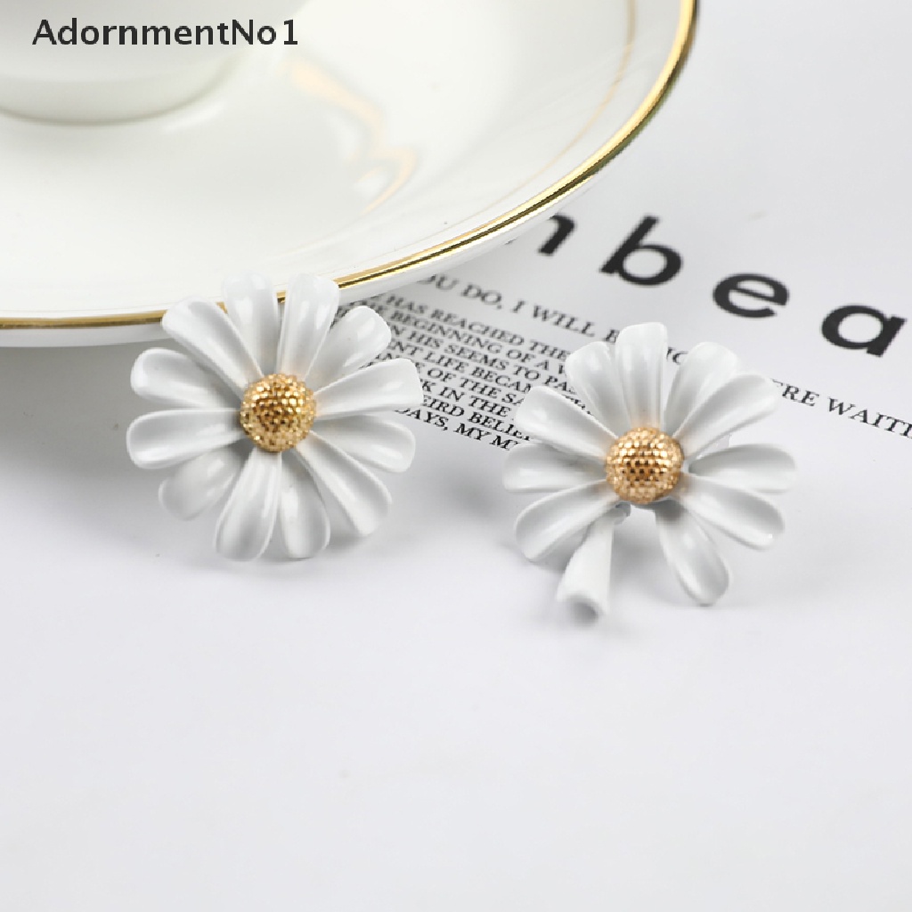 (AdornmentNo1) Anting Tusuk Gantung Asimetris Desain Bunga Aster Enamel Gaya Vintage Untuk Wanita