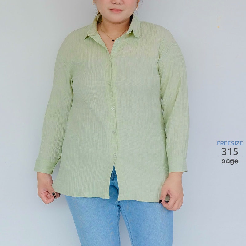 ARENA - Kemeja Wanita Freesize Kancing Depan / Atasan Fashion Wanita / Blouse Kantor