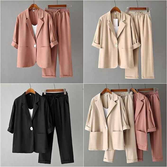 Outer Wanita CAVAREZ ONE SET SETELAN BLAZER PLUS CELANA FORMAL BAHAN WOLLYCREPE J1K8 Bisa Cod Outer 