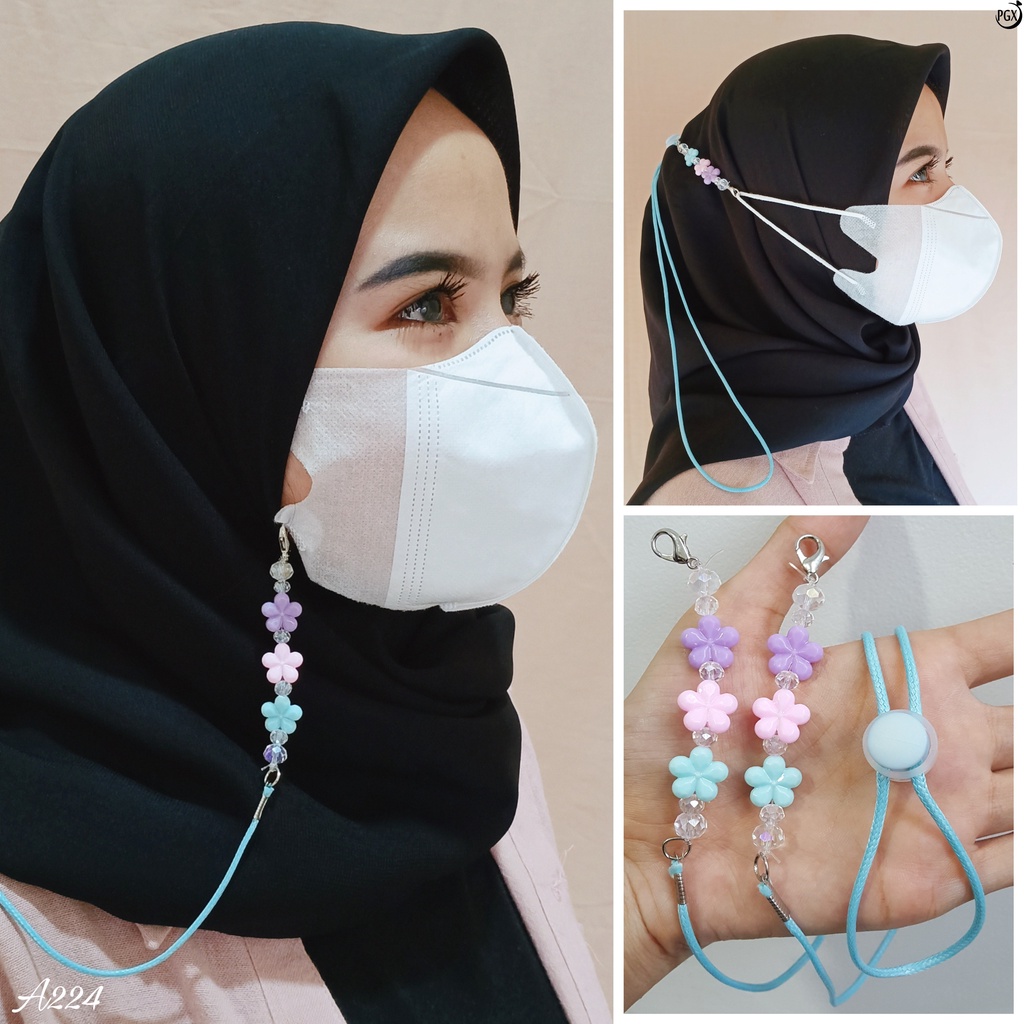 PGX Strap Masker - Kalung Masker - Tali Masker Mute Kristal Kaca Berkilau Aksesoris Fashion A224